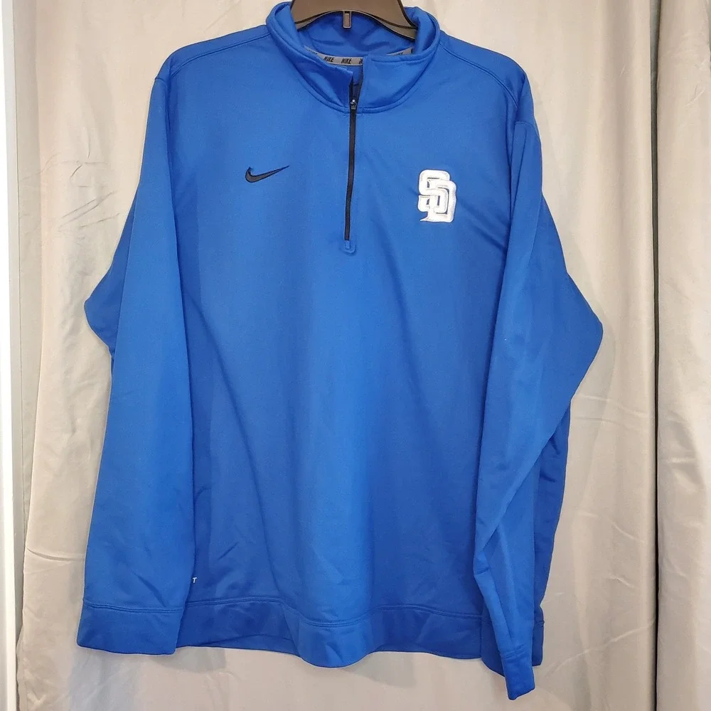 Nike San Diego Padres 1/4 zip pullover Shirt Size Xl Blue Baseball Therma Unisex